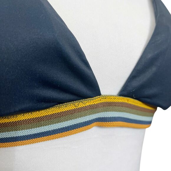 Faherty Sia Bikini Top In Navy Blue Swim Wear Triangle Women’s Size S - Picture 7 of 10